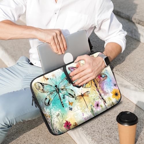 14 15 15.4 15.6 inch Laptop Handle Bag Computer Bag, Pouch Holder Notebook Sleeve Cover Soft Case Compatible for Dell,Lenovo,Toshiba HP, Asus Notebook-Art Dragonfly - color: Art Dragonfly