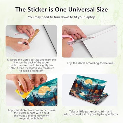 Laptop Skin Sticker Decal, Universal Reusable Vinyl Laptop Cover for 12" 13" 14" 15" 15.4" 15.6" Notebook PC, Reusable Waterproof Scratch-Resistant with 2 Wrist Pads,Mountain Abstract Watercolor Art - color: Mountain Abstract Watercolor Art