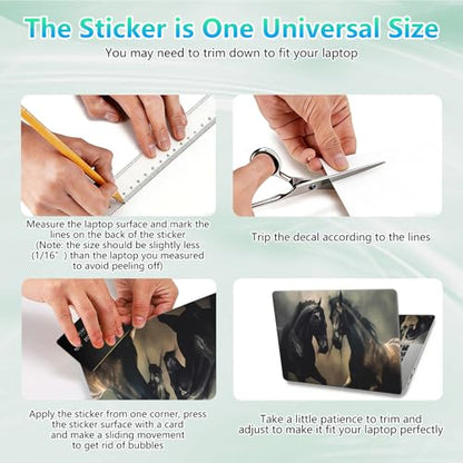 Laptop Skin Sticker Decal 12"-15.6" Universal Laptop/Notebook/Netbook Vinyl - Waterproof Scratch Resistant,Fits HP Dell Lenovo MacBook,2 Free Wrist Pads,Easy Apply & Remove,Black Brown Horse - color: Black Brown Horse
