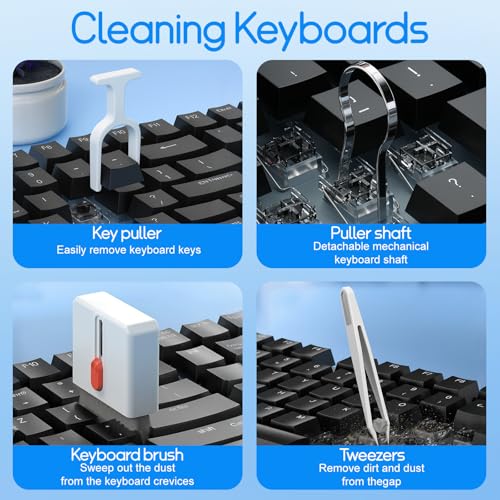 32-in-1 Keyboard Cleaning Kit iPhone Charging Port Speaker Cleaner | Multifunction Clean Tools for Airpods iPad MacBook Keyboard Earbuds Camera Computer Laptop Screen Electronics (White) - color: White