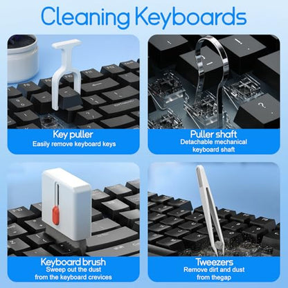 32-in-1 Keyboard Cleaning Kit iPhone Charging Port Speaker Cleaner | Multifunction Clean Tools for Airpods iPad MacBook Keyboard Earbuds Camera Computer Laptop Screen Electronics (White) - color: White