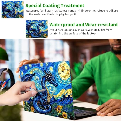 Laptop Skin Sticker Decal, Universal Protective Cover Fit 12 13 14 15.6 Inch Notebook, Reusable Water-Resistant Vinyl Decal w/ 2 Wrist Pads for Business Travel Office, Galaxy Dragon - color: Galaxy Dragon