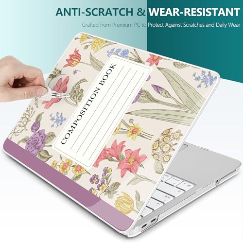 for MacBook Neo 13 Inch Case 2026 (Model A3404, A18 Pro chip), Stylish Pattern Protective Hard Shell with Screen Protector, Keyboard Cover & USB-C Adapter - Purple Composition Book - color: Purple Composition Book