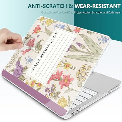 for MacBook Neo 13 Inch Case 2026 (Model A3404, A18 Pro chip), Stylish Pattern Protective Hard Shell with Screen Protector, Keyboard Cover & USB-C Adapter - Purple Composition Book - color: Purple Composition Book