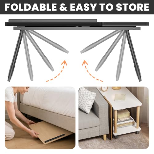 Laptop Bed Desk, 5-Angle Adjustable Bed Laptop Table with Cup Holder | Foldable Laptop Stand for Couch & Sofa, Portable Laptop Tray for Adults Writing Reading Eating, Walnut - color: Wlanut