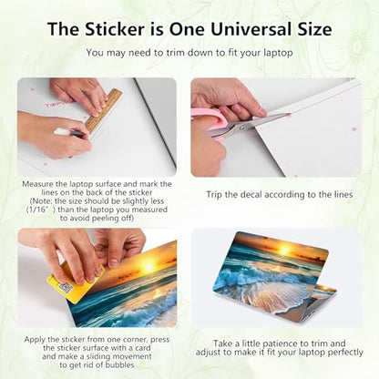 Laptop Skin Sticker Decal, Universal Reusable Vinyl Laptop Cover for 12" 13" 13.3" 14" 15" 15.4" 15.6" Notebook PC, Reusable Waterproof Scratch-Resistant with 2 Wrist Pads,Art Sandbeach Beach - color: Art Sandbeach Beach