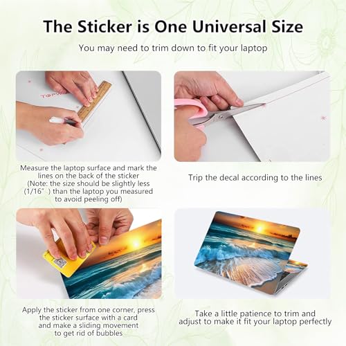 Laptop Skin Sticker Decal, Universal Reusable Vinyl Laptop Cover for 12" 13" 13.3" 14" 15" 15.4" 15.6" Notebook PC, Reusable Waterproof Scratch-Resistant with 2 Wrist Pads,Art Sandbeach Beach - color: Art Sandbeach Beach