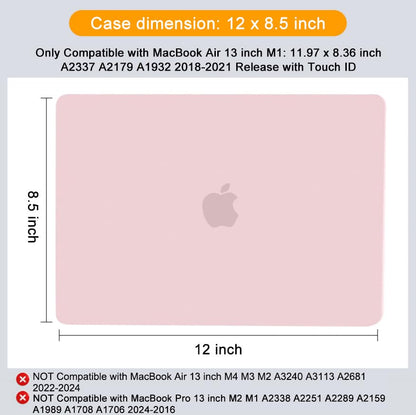 MOSISO Compatible with MacBook Air 13 inch Case M1 2021 2020 2019 2018 Release A2337 A2179 A1932 Touch ID, Plastic Hard Shell Cover&Keyboard Cover for MacBook Air 13.3 inch Case M1, Rose Quartz - color: Rose Quartz