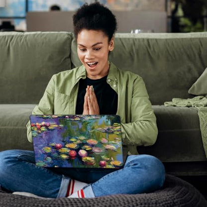 SUPERDANT 3Pcs Laptop Skin Sticker Cover Decal 14.9x10.6in Removable Water-Lily Laptop Wrap Scratch Proof Waterproof PVC Vintage Plant Decal for 12-15.6 Notebook - style: Water lily