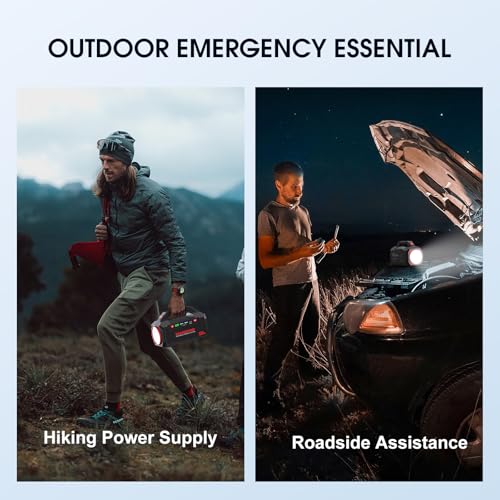 MARBERO Portable Power Station 222Wh Battery Pack 100W (150W Surge) Power Bank Flashlight High Lumens Fast Charging Power Bank with AC Outlet for Outdoor Camping Hurricane Backup Emergencies - color: Red