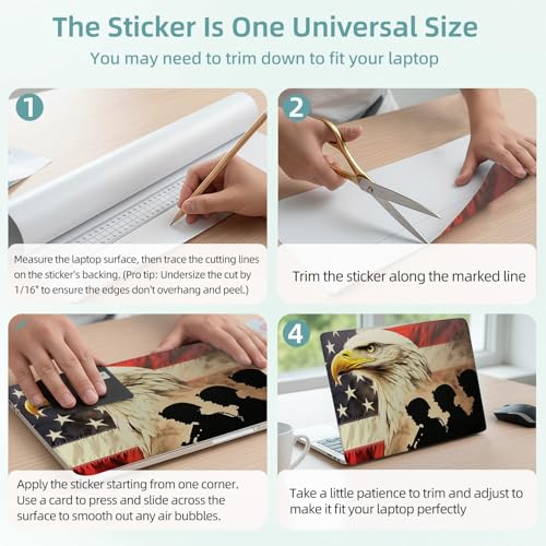 Universal Laptop Skin Decal, 3-Piece Vinyl Protector for 12 13 14 15.6" Notebook, Waterproof Anti-Scratch, Easy Trim & Bubble-Free Finish, American Military Soldiers with Eagle - color: American Military Soldiers with Eagle