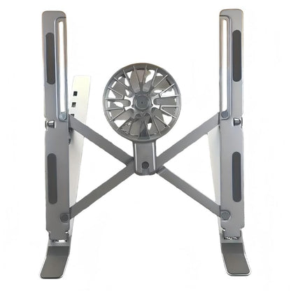 Adjustable Bracket with Detachable Cooling Fan - Portable Foldable Lifting Height, with Heat Sink, Ergonomic and Anti Slip Design, Suitable for 10 inches -17 inches (Silver)