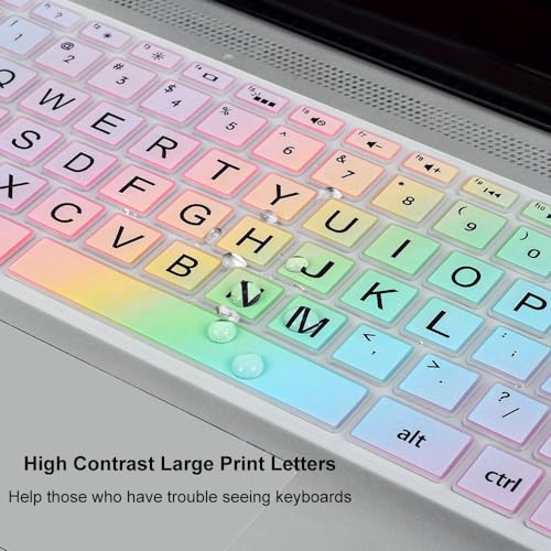 Keyboard Cover for HP Pavilion X360 14" & HP Laptop 14 14-dq 14-fq 14-dk 14m-dh 14-cd/ce/cf Series 14-cf0006dx/cf0012dx 14-dk0002dx 14-dq0011dx/dq1037wm/dq1089wm 14-fq0040nr/fq0050nr Keyboard Skin - color: Colorful Rainbow