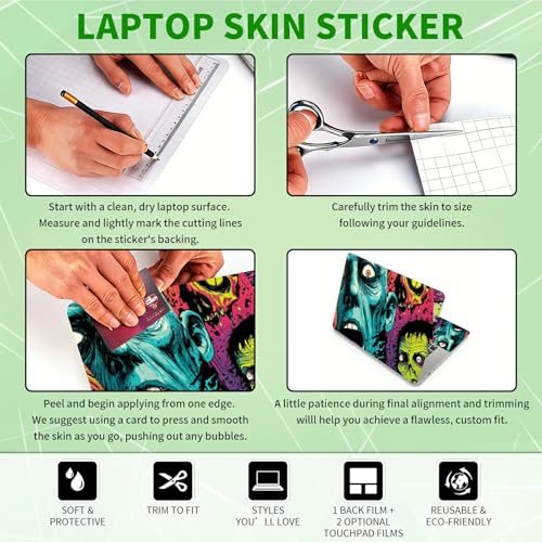 Laptop Skin Sticker Decal, Universal Protective Cover Fit 12 13 14 15.6 Inch Notebook, Reusable Water-Resistant Vinyl Decal w/ 2 Wrist Pads for Business Travel Office, Art Comic - color: Art Comic
