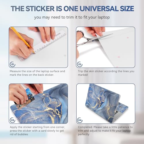 ArtSo Laptop Skin Sticker Decal, 17 17.3inch Laptop Netbook PC Notebook Universal Vinyl Reusable Skin Sticker Cover Personalized Art Case Protector, Blue Yellow Marble - color: Blue Yellow Marble