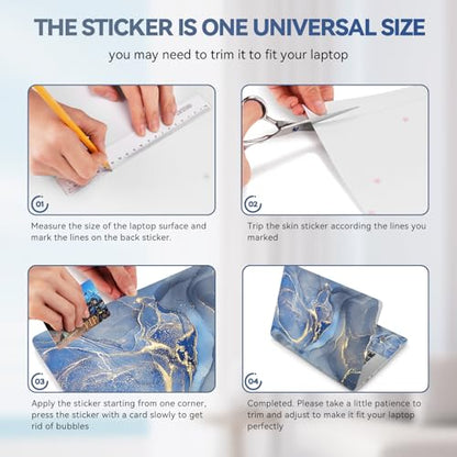 ArtSo Laptop Skin Sticker Decal, 17 17.3inch Laptop Netbook PC Notebook Universal Vinyl Reusable Skin Sticker Cover Personalized Art Case Protector, Blue Yellow Marble - color: Blue Yellow Marble