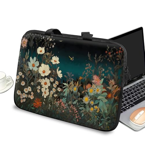 Universal Laptop Case Sleeve 10 inch with Handle and Zipper, Kids Tablet Carrying Case Messenger Bag Portable Tote Bag for 7-10 inch iPad/Notebook/eBook/Readers, Garden Flowers - color: Garden Flowers, size: 10 inch