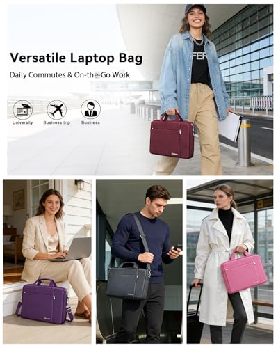 Ferkurn Laptop Bag Case for Women Men Computer Bag Compatible with HP Envy Pavilion Omen/LG Gram/MSI/Dell Inspiron XPS/Lenovo/Acer, Shoulder Strap Carrying Messenger Briefcase, Red, 17 17.3 Inch - color: Red, size: 17.3 inch