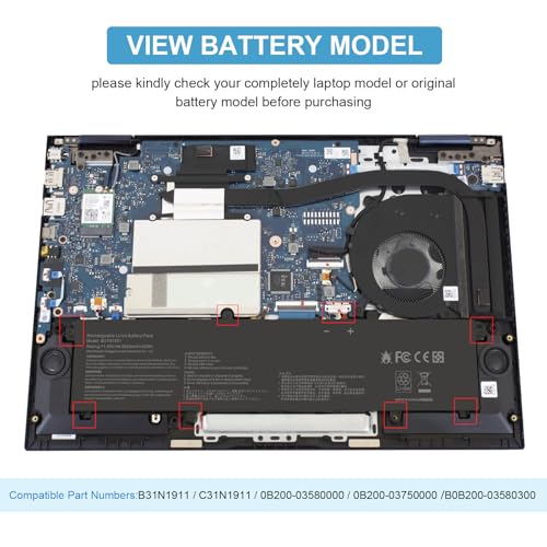 TREE.NB 42Wh B31N1911 C31N1911 Battery Replacement for ASUS VivoBook Flip 14 M413 M413DA TM420IA K413 X421DA X421FA X421FL X421JA X413 F413 F413JA R413DA R432UA R438IA S413DA TP470E TP470EA TP470EZ - size: 10.91x2.95x0.24inch B31N1911