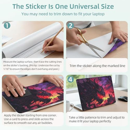 Universal Laptop Skin Decal, 3-Piece Vinyl Protector for 12 13 14 15.6" Notebook, Waterproof Anti-Scratch, Easy Trim & Bubble-Free Finish, Giant Monster - color: Giant Monster