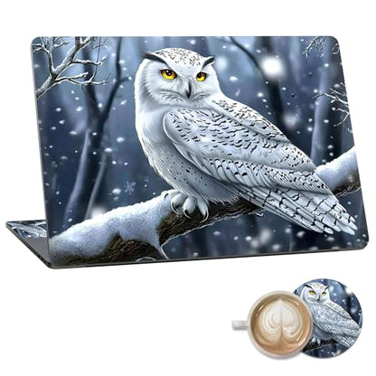 Laptop Skin Sticker Decal 15.6 Inch,12 13 13.3 14 15 15.6 in Laptop Netbook Skins for Notebook,Art Decal Removable Waterproof Scratch Resistant,Universal Vinyl Cover,Cute White Owl - color: Cute White Owl
