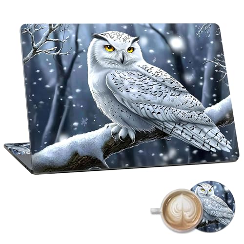 Laptop Skin Sticker Decal 15.6 Inch,12 13 13.3 14 15 15.6 in Laptop Netbook Skins for Notebook,Art Decal Removable Waterproof Scratch Resistant,Universal Vinyl Cover,Cute White Owl - color: Cute White Owl