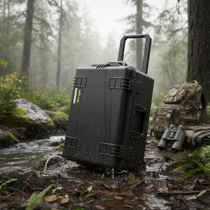 MEIJIA Premium Waterproof Rolling Hard Camera Case,Hard Protective Case with customizable fit foam and wheels,Full Protection with Light&Convenient Design,Elegant Black (24.6"X19.7"X11.7") - size: 24.6"X19.7"X11.7"