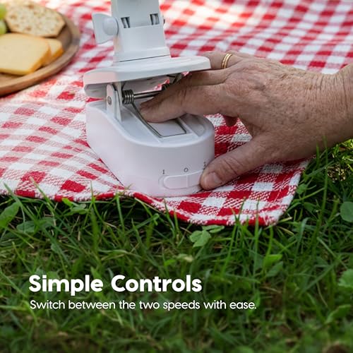 IRIS USA 5" Battery Operated Clip On Fan, D-Battery Powered, Outdoor, White | Compact Foldable Personal Fan, Portable Travel Mini Desk Fan, Pet Stroller Car Fan, Office Bedside Picnic Camping Outdoor - color: White - Battery, style: Clip On