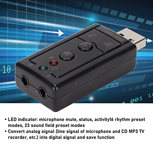 7.1 Channel USB External Sound Audio Adapter Laptop PC Sound Built in Amplifier and Volume Controls with 3.5MM Ports and Microphone for Wins/for Android