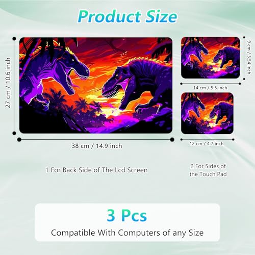 Laptop Skin Sticker Decal 12"-15.6" Universal Laptop/Notebook/Netbook Vinyl - Waterproof Scratch Resistant,Fits HP Dell Lenovo MacBook,2 Free Wrist Pads,Easy Apply & Remove,Dinosaur Dusk - color: Dinosaur Dusk