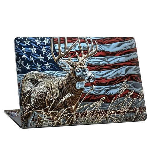Universal Laptop Skin Sticker with 2 Wrist Pad Skins, Waterproof Scratch Resistant Vinyl Laptop Cover Decal, Cut to Fit for 11–15.6 Inch MacBook HP Dell Lenovo, Deer Flag - color: Deer Flag
