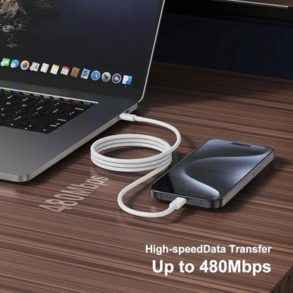 240W USB-C Charge Cable 2m [2-Pack], 6ft USB C to USB C Cable, Fast Charging Cord for Macbook Pro/Macbook Air, iPad Pro 12.9/Air 5th/4th/Mini 7th/6th/IPad 10/11, iPhone 17/16/15/16e/Pro Max/Plus/Air - size: 6.6ft