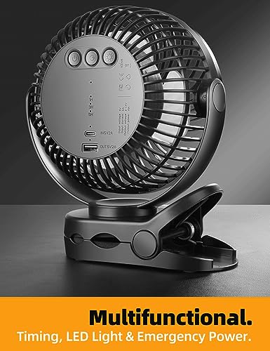 6'' Portable Hanging RV Tent fan with Remote Control,10000mAh Battery Camping Fan with LED light and Timer, 40 Hours Working Time Rechargeable Clip Fan, as Emergency Power - Black - style: 6'' Rechargeable Camping Fan