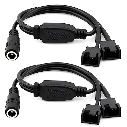 Gebildet 2PCS DC Power Supply Plug to Dual 3-Pin and 4-Pin PC Fan Power Adapter Cable, DC5521 to 4Pin Cable - style: DC-PWM