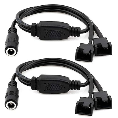 Gebildet 2PCS DC Power Supply Plug to Dual 3-Pin and 4-Pin PC Fan Power Adapter Cable, DC5521 to 4Pin Cable - style: DC-PWM