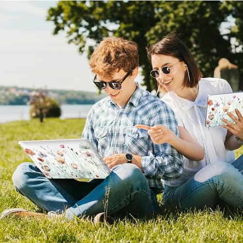 Universal Laptop Skin Sticker with 2 Wrist Pad Skins, Waterproof Scratch Resistant Vinyl Laptop Cover Decal, Cut to Fit for 11–15.6 Inch MacBook HP Dell Lenovo, Wild Flowers - color: Wild Flowers