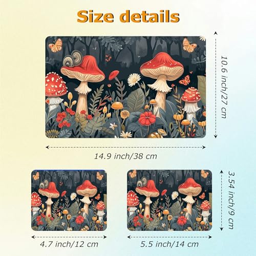 Universal Laptop Skin Sticker with 2 Wrist Pad Decals, 3-Piece Removable Vinyl Laptop Cover, Autumn Mushrooms Waterproof Anti-Scratch, Easy-Trim Fit for 13.3" 14" 15.6" Laptops - color: Autumn Mushrooms