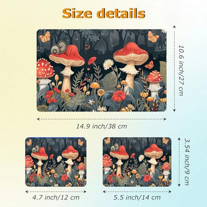 Universal Laptop Skin Sticker with 2 Wrist Pad Decals, 3-Piece Removable Vinyl Laptop Cover, Autumn Mushrooms Waterproof Anti-Scratch, Easy-Trim Fit for 13.3" 14" 15.6" Laptops - color: Autumn Mushrooms