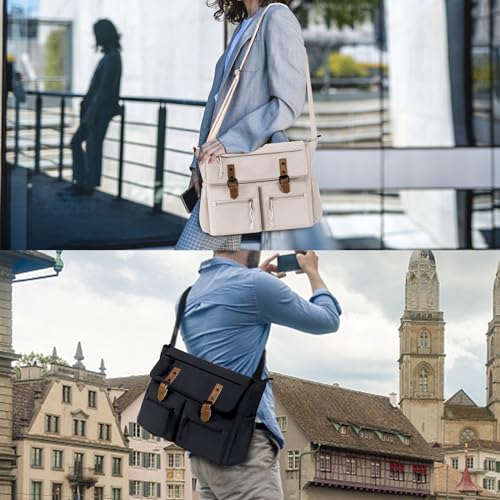 Travel Messenger Bag for Women Men: Durable Canvas Crossbody Handbag with Adjustable Strap Lightweight Laptop Purse