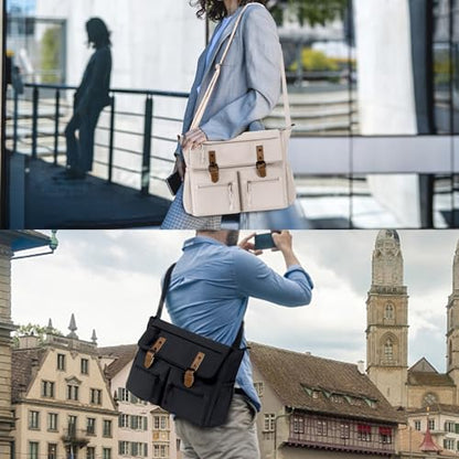 Travel Messenger Bag for Women Men: Durable Canvas Crossbody Handbag with Adjustable Strap Lightweight Laptop Purse