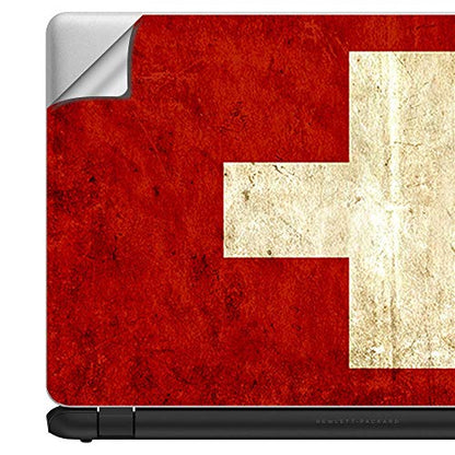 Flags | Custom Fit Made to Order Laptop Notebook Skin Vinyl Sticker Cover Decal Fits 13.3" 14" 15.6" 16" HP Lenovo Apple Mac Dell Compaq Acer Flag Switzerland Grunge Distressed Country - color: Style 9
