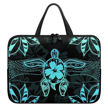 Hibiscus Flower Turtle Print Laptop Sleeve Case with Handle Computer Cover Compatible with 10-17 Inch Tablet for Women Men 360° Protective Carrying Bag Briefcase, 10inch - color: Hibiscus Flower Turtle, size: 10inch