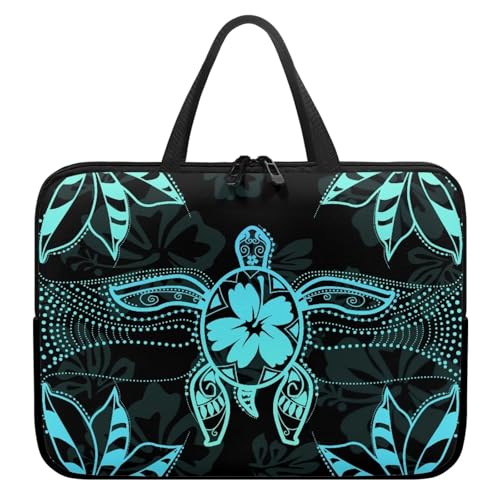 Hibiscus Flower Turtle Print Laptop Sleeve Case with Handle Computer Cover Compatible with 10-17 Inch Tablet for Women Men 360° Protective Carrying Bag Briefcase, 10inch - color: Hibiscus Flower Turtle, size: 10inch