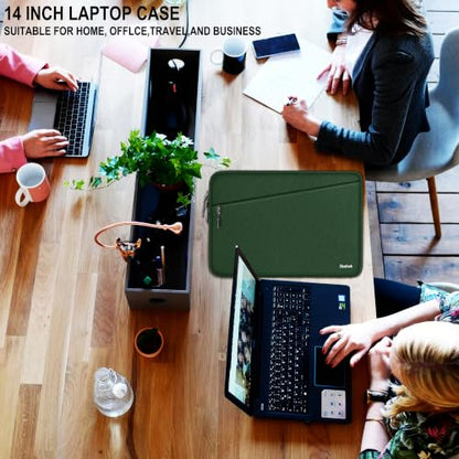 Laptop Sleeve Case 14 inch, Traveling Water Resistant Laptop Case with Pocket, Shockproof Protective Carrying Notebook Bag Compatible for 14 Inch MacBook Air/Pro, HP, Lenovo, Dell, ASUS, Acer, Green - color: Green, size: 14 Inch