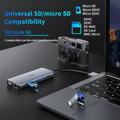 MOKiN MacBook Pro Docking Station for Dual Monitor, 12 in 2 HDMI Adapter | Dockingstation for MacBook Pro/Air, MacBook Adapter , VGA, Ethernet, 4x USB, SD/microSD, 100W PD, Mac Dongle Dual HDMI