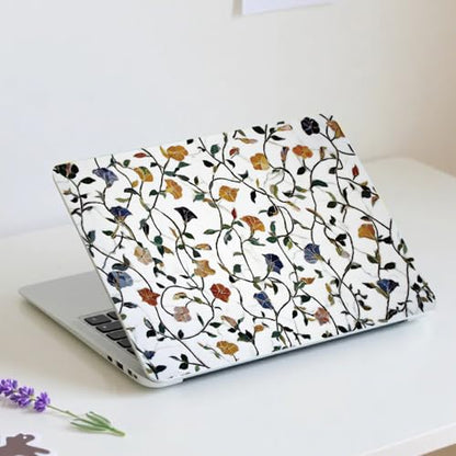 PLIGREAT 15 Inch Laptop Skin Sticker Decal, Vines Flower Laptop Sticker Decals Fits 12" to 15" Laptops Cutable Universal Waterproof Removable Notebook Art Protector, White Green - color: White Green