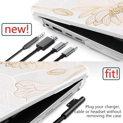 Batianda Artistic Case for Microsoft Surface Laptop 15 inch, Golden Lotus | Fits Surface Laptop for Business 8th Edition 2026 & Surface Laptop 7 2024, 4-in-1 Accessories Bundle, Slim Durable Hard Shell - color: Gold Lotus