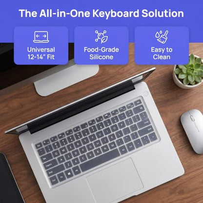 14 Inch Laptop Keyboard Cover Protector Universal for 14" Silicone Laptop Keyboard Cover Skin, Ultra Thin Waterproof Dustproof Silicone Protective Skin -Clear - size: small