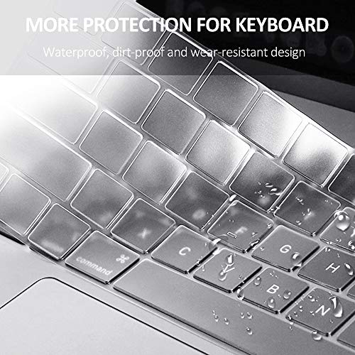 ProElife Keyboard Cover for MacBook Pro with Touch Bar 13/15 Inch A2159 | Clear, Ultra-Thin (0.13 mm), TPU Protective Skin, Dust-proof, Precision Molded, Quiet Typing, Washable & Reusable - color: Clear