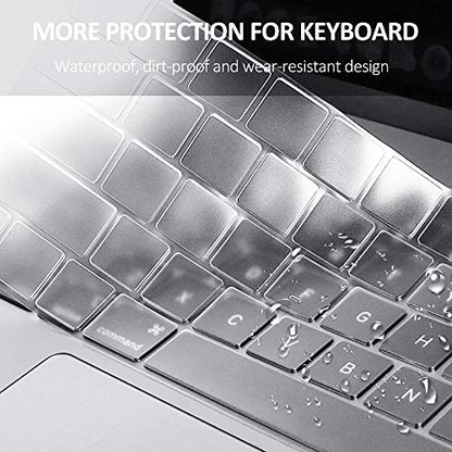 ProElife Keyboard Cover for MacBook Pro with Touch Bar 13/15 Inch A2159 | Clear, Ultra-Thin (0.13 mm), TPU Protective Skin, Dust-proof, Precision Molded, Quiet Typing, Washable & Reusable - color: Clear